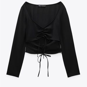 Zara Ruched Front Cut Out Top Blouse